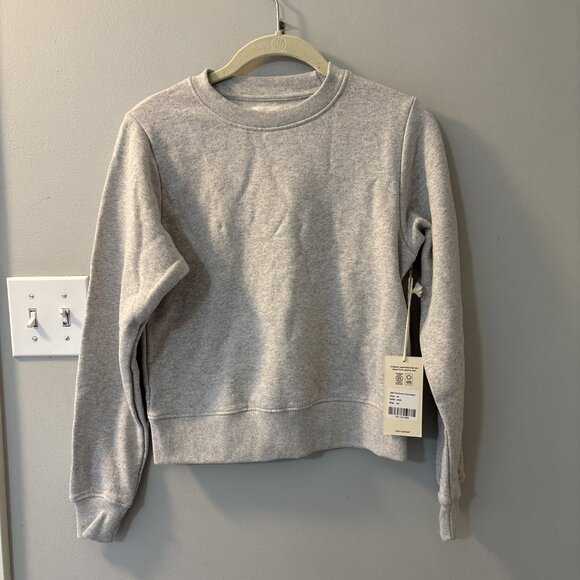 MATE the Label Organic Fleece Shrunken Crew Neck Sweatshirt Heather Grey Medium - Picture 5 of 9